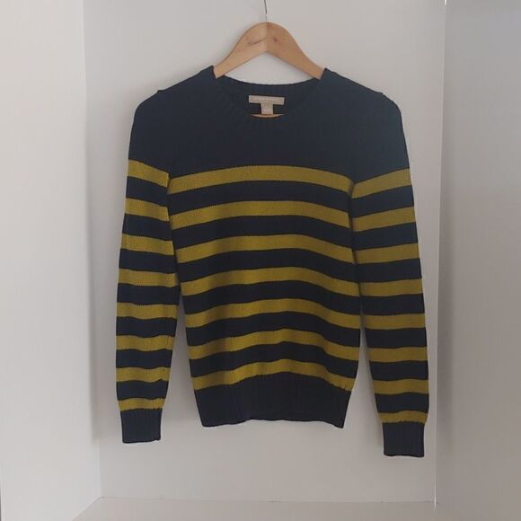 Banana Republic Lime Green and Navy Blue Striped Sweater Size S - Picture 1 of 7